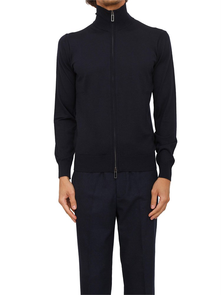 Cardigan Paolo Pecora in lana blu con zip