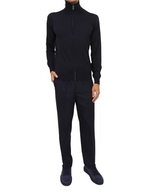 Cardigan Paolo Pecora in lana blu con zip in UOMO