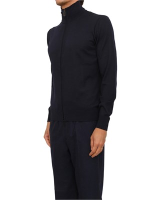Cardigan Paolo Pecora in lana blu con zip in UOMO