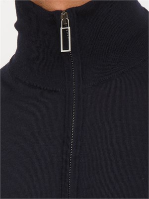 Cardigan Paolo Pecora in lana blu con zip in UOMO