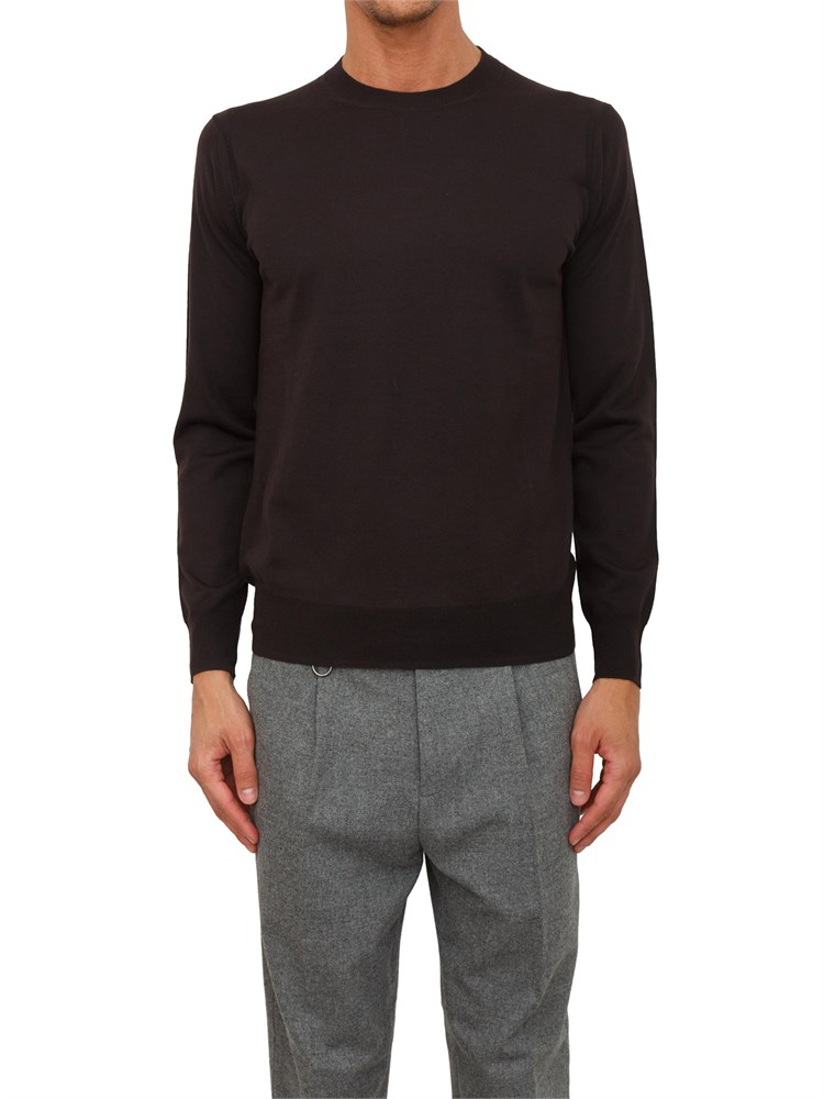 Maglia girocollo Paolo Pecora in lana merino marrone
