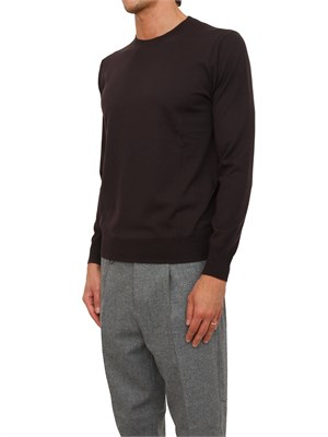 Maglia girocollo Paolo Pecora in lana merino marrone in UOMO