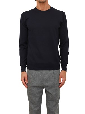 Maglia girocollo Paolo Pecora in lana merino blu in UOMO