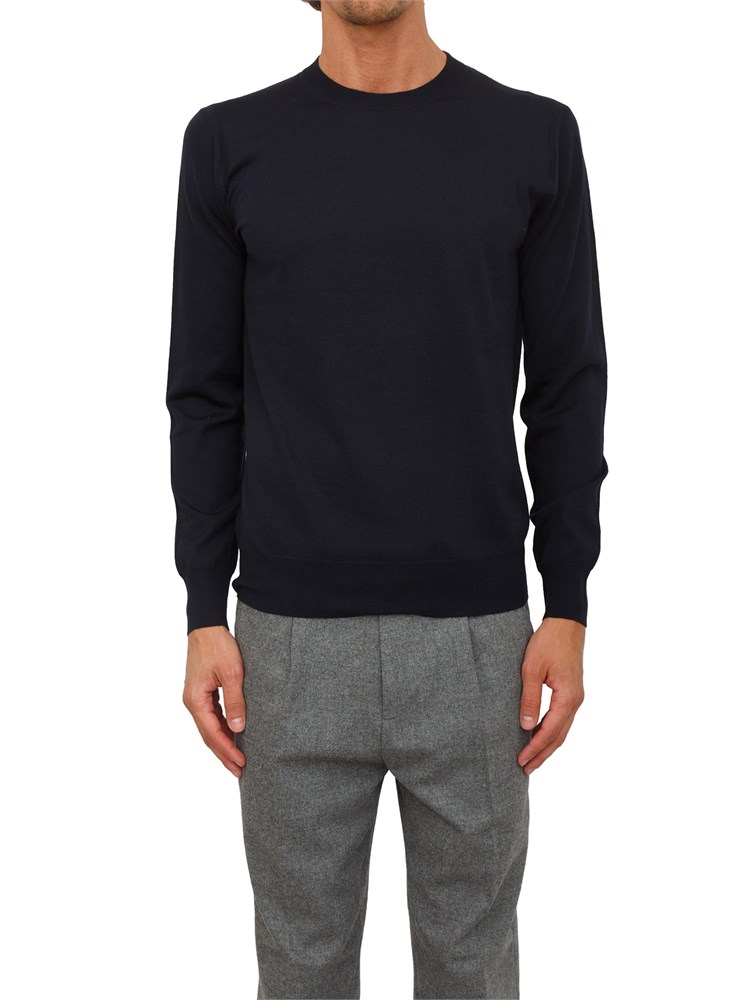 Maglia girocollo Paolo Pecora in lana merino blu