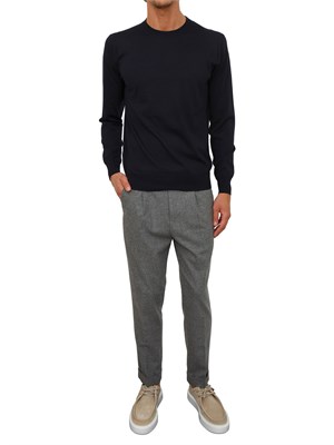 Maglia girocollo Paolo Pecora in lana merino blu in UOMO