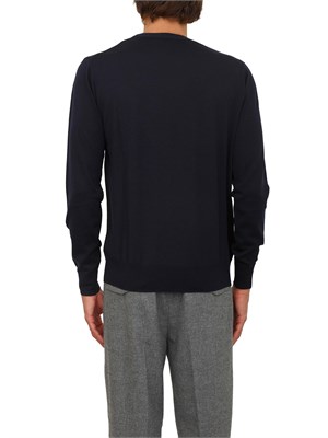 Maglia girocollo Paolo Pecora in lana merino blu in UOMO