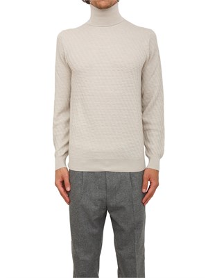 Maglia lupetto Paolo Pecora in lana panna con lavorazione wave in UOMO