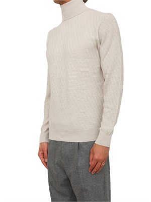 Maglia lupetto Paolo Pecora in lana panna con lavorazione wave in UOMO
