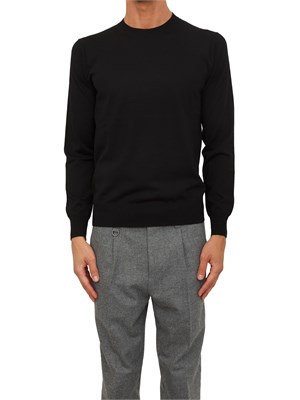 Maglia girocollo Paolo Pecora in lana merino nero in UOMO