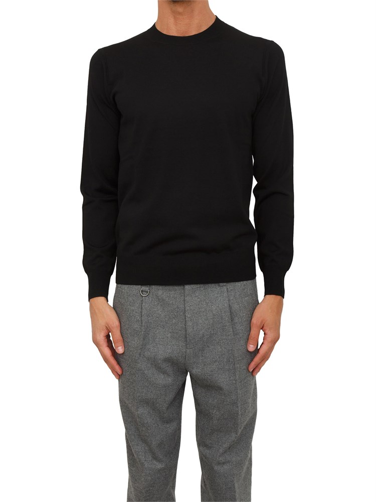 Maglia girocollo Paolo Pecora in lana merino nero