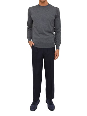 Maglia girocollo Paolo Pecora in lana merino grigio in UOMO