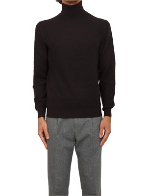 Maglia lupetto Paolo Pecora in lana marrone con lavorazione wave in UOMO