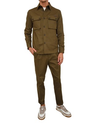 Pantalone chino Paolo Pecora in gabardina verde con coulisse in UOMO