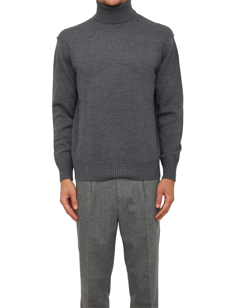 Maglia collo alto Paolo Pecora in lana merino grigia