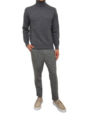 Maglia collo alto Paolo Pecora in lana merino grigia in UOMO