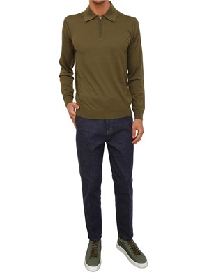 Maglia polo mezza zip Paolo Pecora in lana verde in UOMO