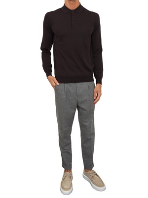 Maglia polo Paolo Pecora in lana merino marrone in UOMO