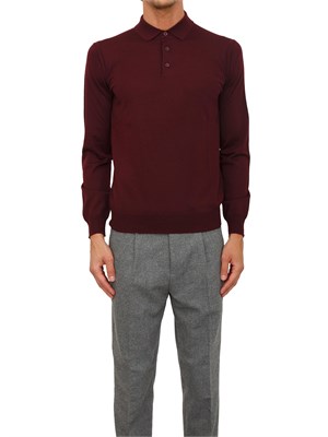 Maglia polo Paolo Pecora in lana merino bordeaux in UOMO