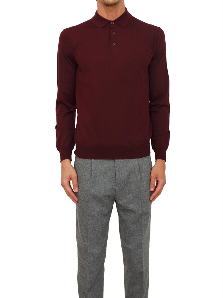 Maglia polo Paolo Pecora in lana merino bordeaux