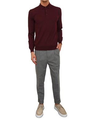 Maglia polo Paolo Pecora in lana merino bordeaux in UOMO
