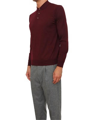 Maglia polo Paolo Pecora in lana merino bordeaux in UOMO