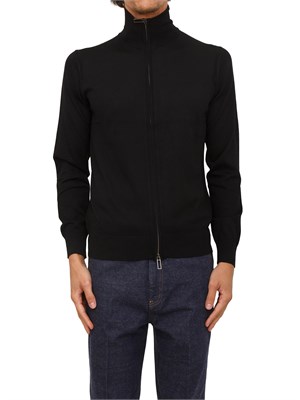 Cardigan Paolo Pecora in lana nera con zip in UOMO
