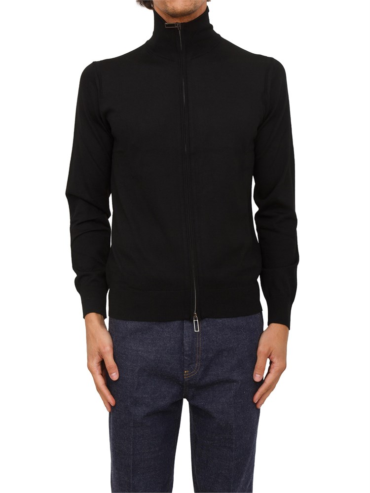 Cardigan Paolo Pecora in lana nera con zip