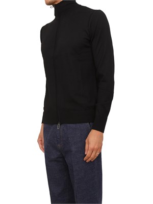 Cardigan Paolo Pecora in lana nera con zip in UOMO
