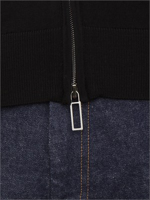 Cardigan Paolo Pecora in lana nera con zip in UOMO