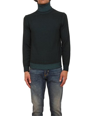 Maglia a collo alto Aiace Galassi in pura lana verde con effetto delavÉ in UOMO