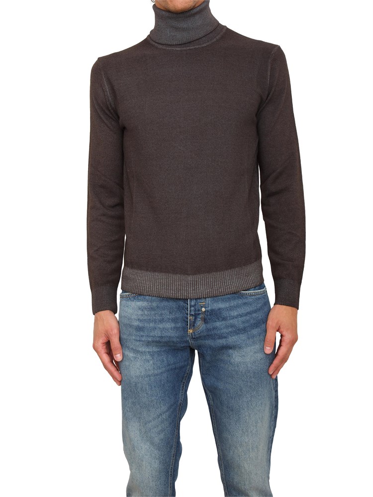 Maglia a collo alto Aiace Galassi in pura lana grigia con effetto delavÉ