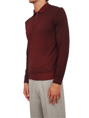 Polo maglia manica lunga Aiace Galassi in pura lana bordeaux in UOMO
