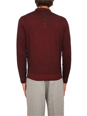Polo maglia manica lunga Aiace Galassi in pura lana bordeaux in UOMO