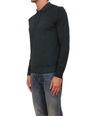 Polo maglia manica lunga Aiace Galassi in pura lana verde in UOMO