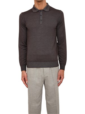 Polo maglia manica lunga Aiace Galassi in pura lana grigia in UOMO