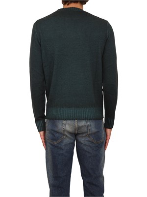 Maglia girocollo Aiace Galassi in pura lana verde con fondi a costine delavÉ in UOMO