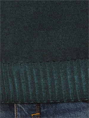 Maglia girocollo Aiace Galassi in pura lana verde con fondi a costine delavÉ in UOMO