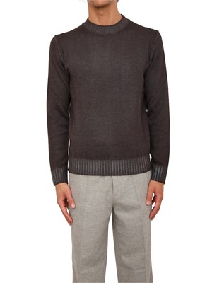 Maglia girocollo Aiace Galassi in pura lana grigio antracite con fondi a costine delavÉ in UOMO