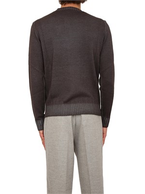 Maglia girocollo Aiace Galassi in pura lana grigio antracite con fondi a costine delavÉ in UOMO