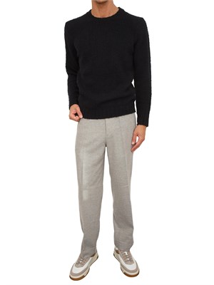 Maglia girocollo Aiace Galassi in misto lana blu con lavorazione effetto bouclÉ in UOMO