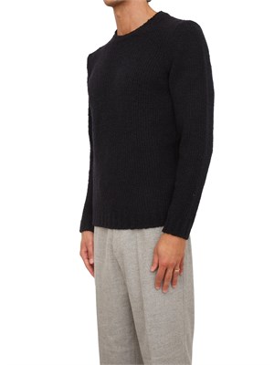 Maglia girocollo Aiace Galassi in misto lana blu con lavorazione effetto bouclÉ in UOMO