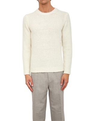 Maglia girocollo Aiace Galassi in misto lana bianca con lavorazione effetto bouclÉ in UOMO