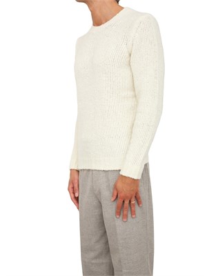 Maglia girocollo Aiace Galassi in misto lana bianca con lavorazione effetto bouclÉ in UOMO