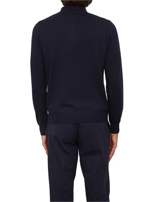 Polo maglia Aiace Galassi in lana fine blu con chiusura tre bottoni in UOMO