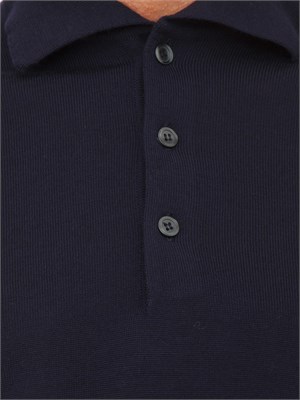 Polo maglia Aiace Galassi in lana fine blu con chiusura tre bottoni in UOMO