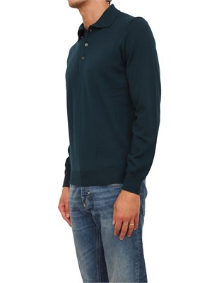 Polo maglia Aiace Galassi in lana fine verde con chiusura tre bottoni in UOMO