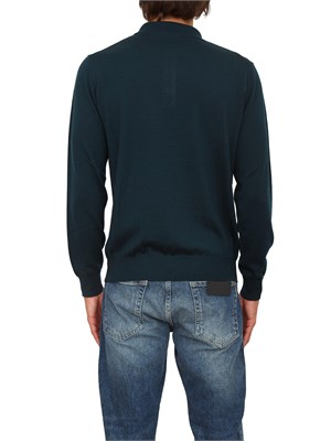 Polo maglia Aiace Galassi in lana fine verde con chiusura tre bottoni in UOMO