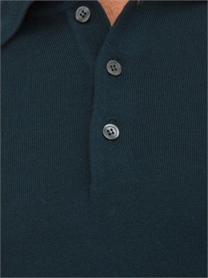 Polo maglia Aiace Galassi in lana fine verde con chiusura tre bottoni in UOMO