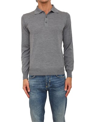Polo maglia Aiace Galassi in lana fine grigia con chiusura tre bottoni in UOMO