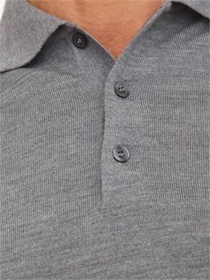 Polo maglia Aiace Galassi in lana fine grigia con chiusura tre bottoni in UOMO